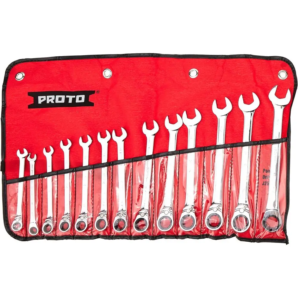 

12-Point Reverse Ratchet Wrench Set, 13-Piece Polished Industrial Grade Tool Kit