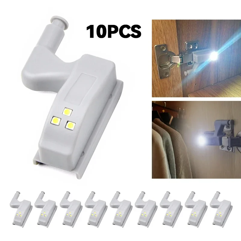 10PCS Under Cabinet Light LED Night light Inner Hinge Lamp Wardrobe Cupboard Door Sensor Light For Bedroom Kitchen Closet