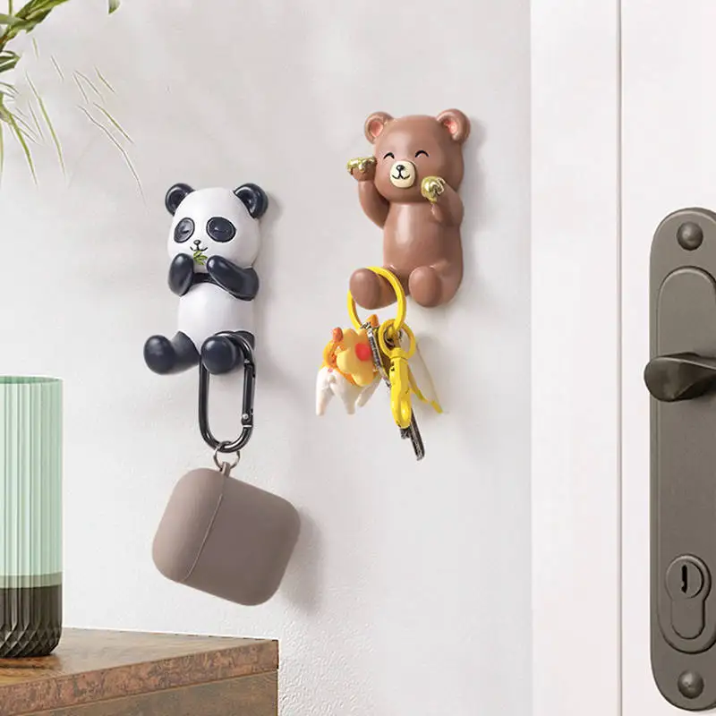 Cartoon Adhesive Hook Animal Resin Hook Wall Keychain Coat Rack Hanger Self-adhesive Animal Plug Holder Home Decor Hanger