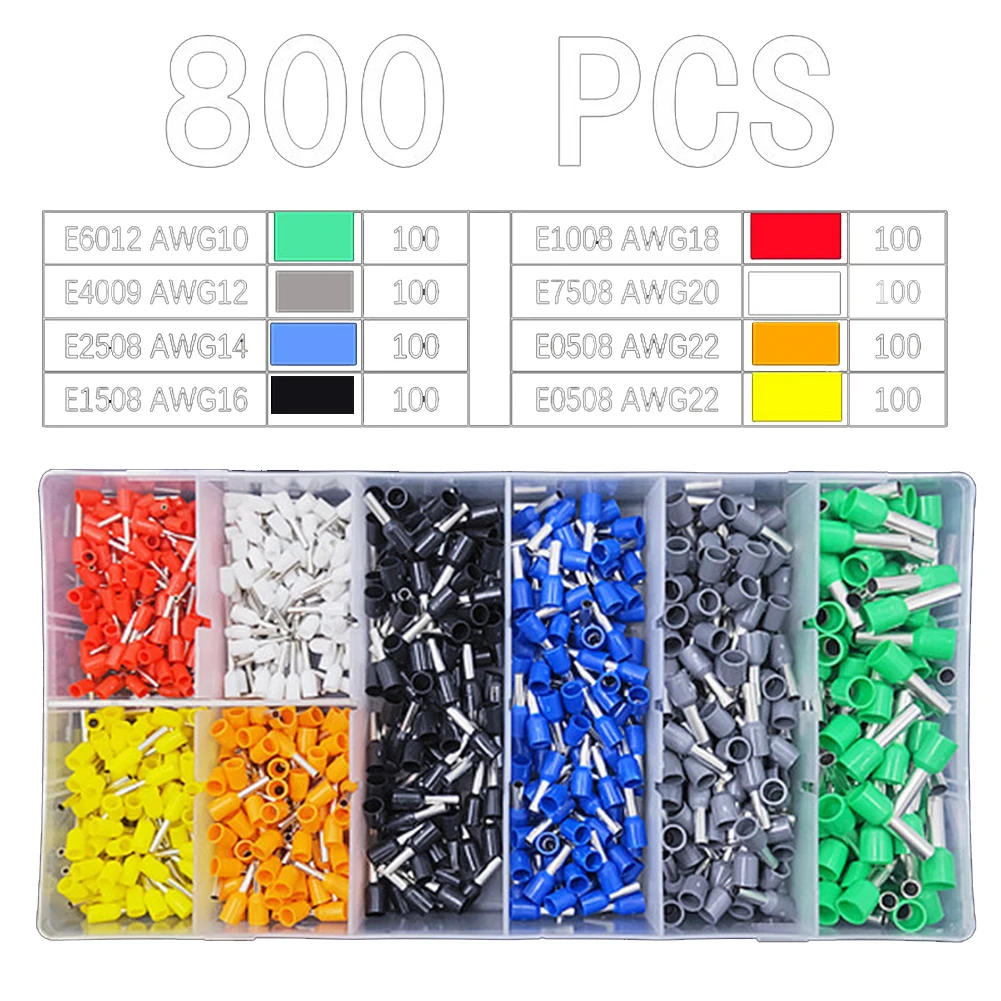 Kit de connecteurs électriques, Terminal de Tube de Style européen, Application polyvalente, évasé isolant, composition de câblage rapide