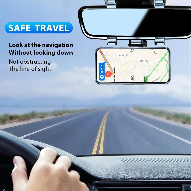Lcars Universal Shockproof Magnetic Car Mount, Rearview Mirror Mounting Style, Adjustable Angle, In-Car Navigation Accessory