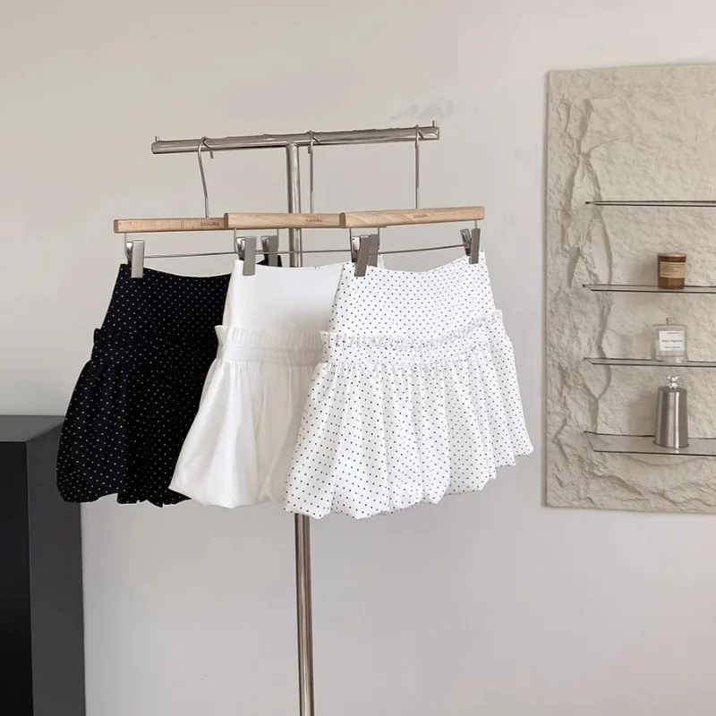 

Korean Style Polo Dot Print Sweet A- Line Skirt Women 2025 Summer New High Waist All-match Casual Pleated Mini Skirt
