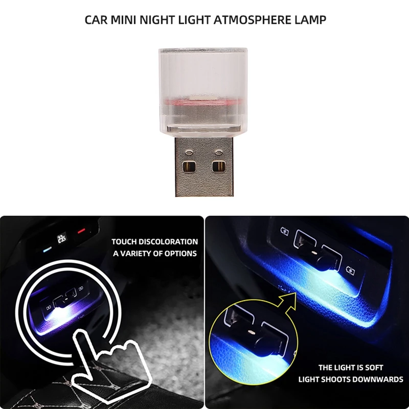 7 Color Mini USB Light LED Modeling Car RV Ambient Light Neon Interior USB Plug Lamp Computer Mobile Power Night Light