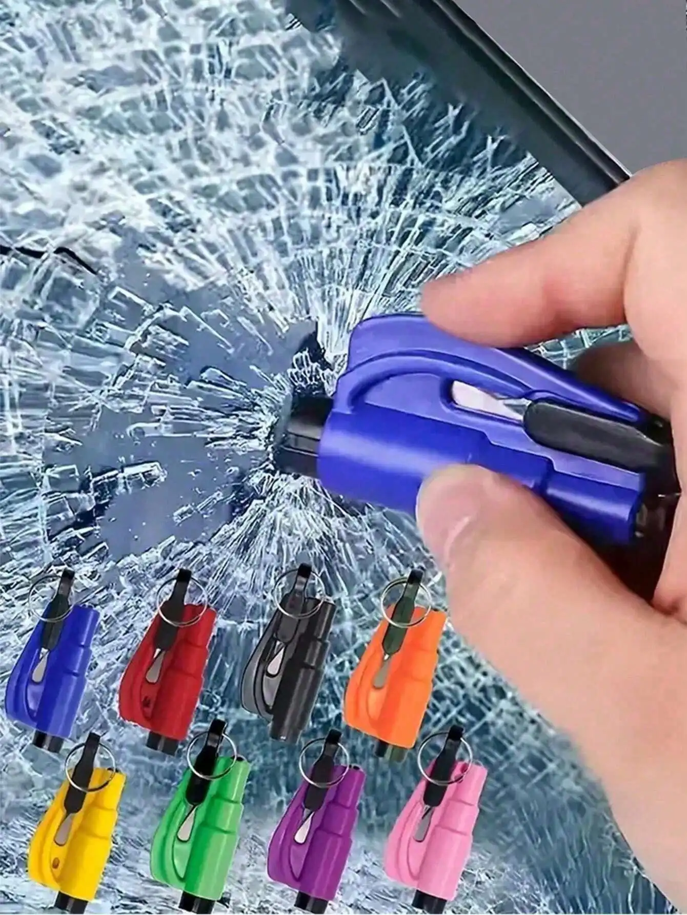 

1pc PP Material 2-In-1 Emergency Seatbelt Cutter With Car Keychain, Escape Tool For Car Emergency, Window Breaker