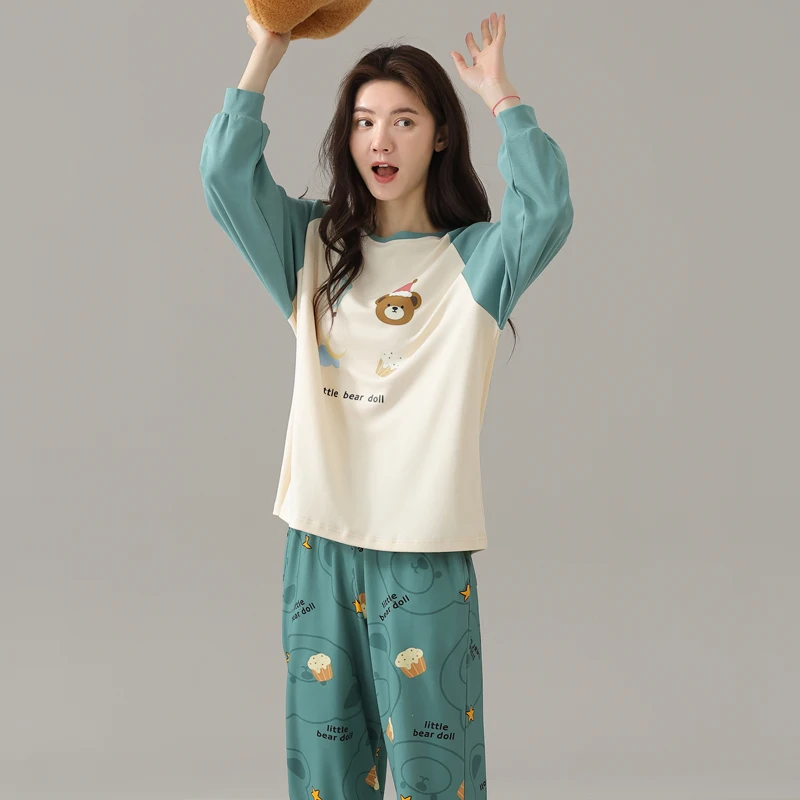 

Pajama Sets For Woman Autumn Hot Wear Kawaii Elegant Vintage Silk Loungewear Homewear Daily Sleeping Comfortable Warm Soft Chic