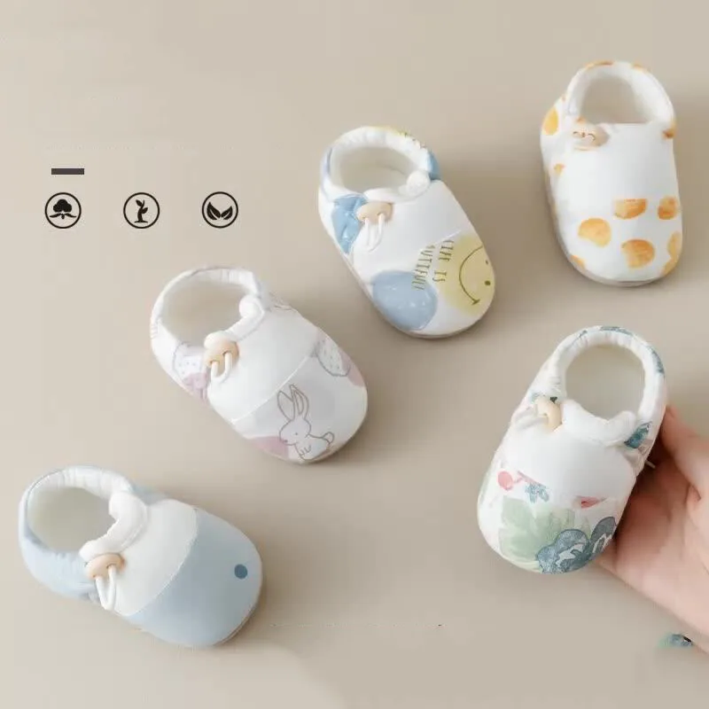 Children's Walking Shoes Cartoon Animal Pattern Newborn Baby Shoes Warm Non-Slip Floor Shoes Boys Girls Autumn 10-12cm