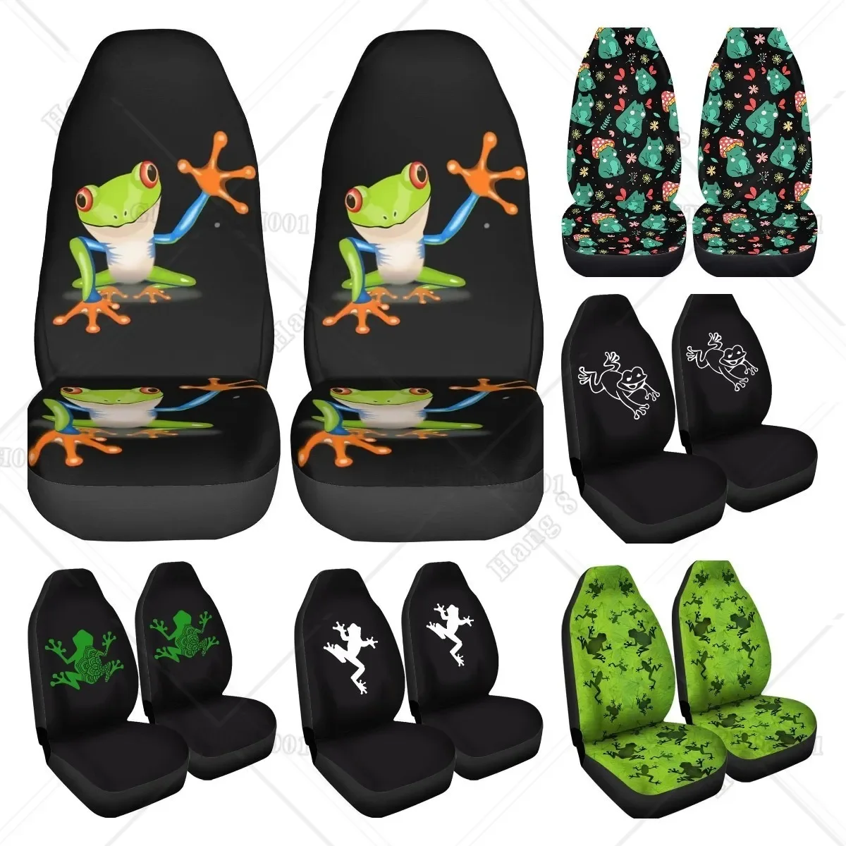 

Fundas asiento coche Frog dibujos animados, cubiertas asientos lanteros universales 2 piezas, compatibles con la mayoría