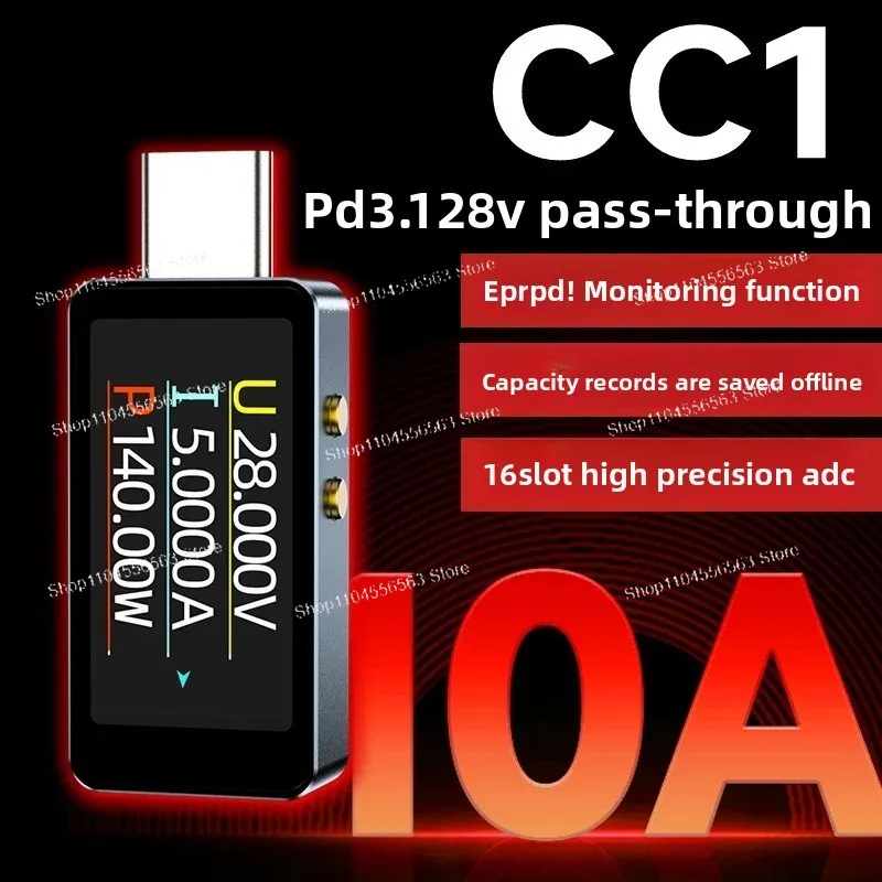 CC1 USB Tester - PD3.1 Type-C Support, 28V Color Screen Voltmeter/Ammeter for MacBook & Fast Chargers