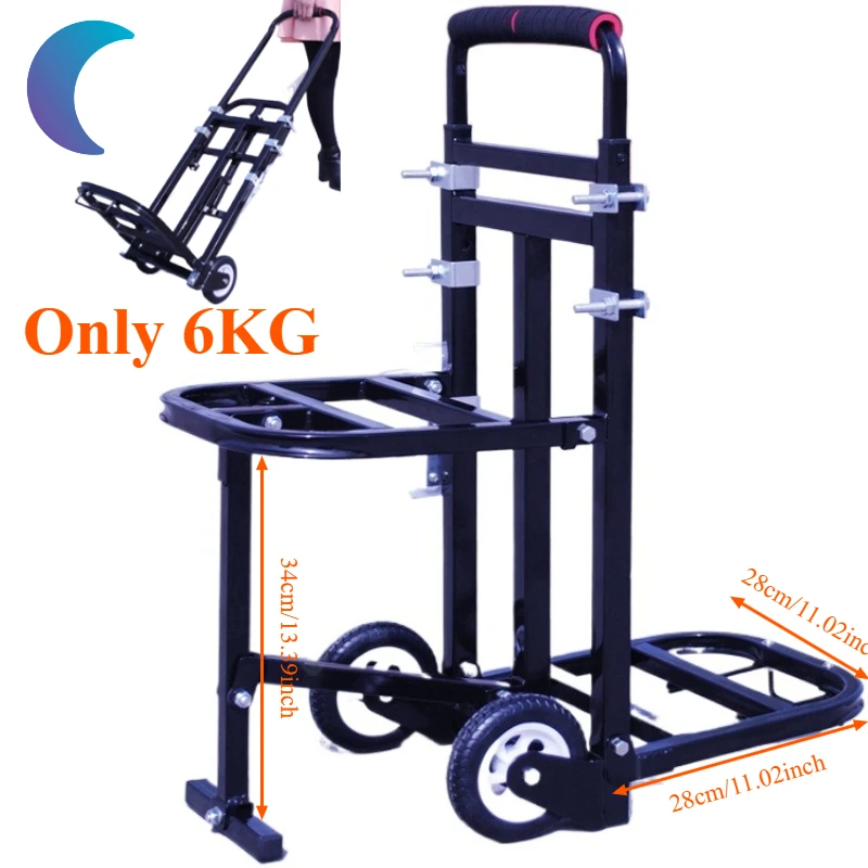 

Folding Shopping Trolley with Seat - Heavy-Duty Luggage Cart for Daily Cargo Shopping Hauling