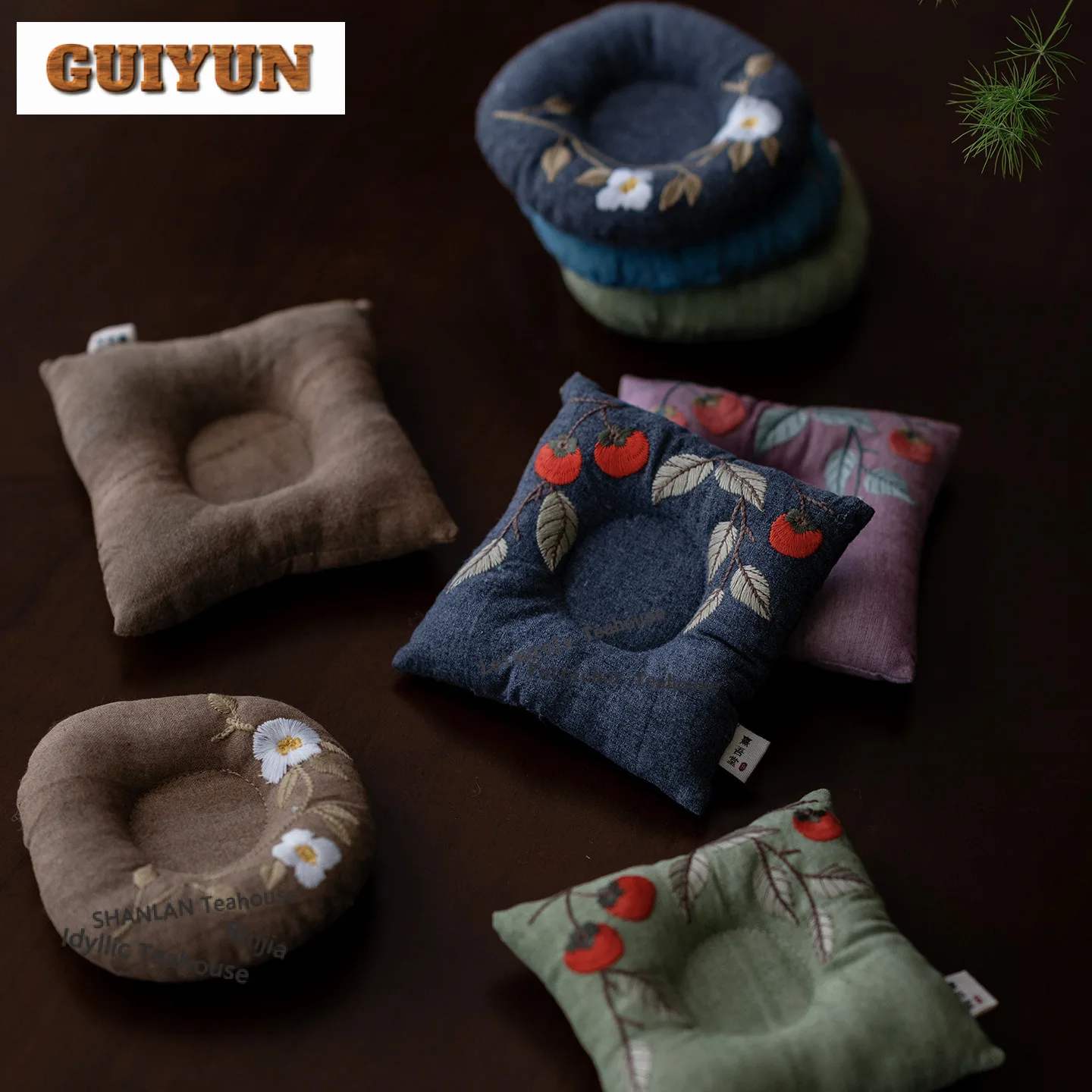 

Cotton Linen Embroidery Pot Bearing Holder Gaiwan Heat Insulation Pad Dry Bubble Table Tea Tray Coasters Chinese Tea Set Craft