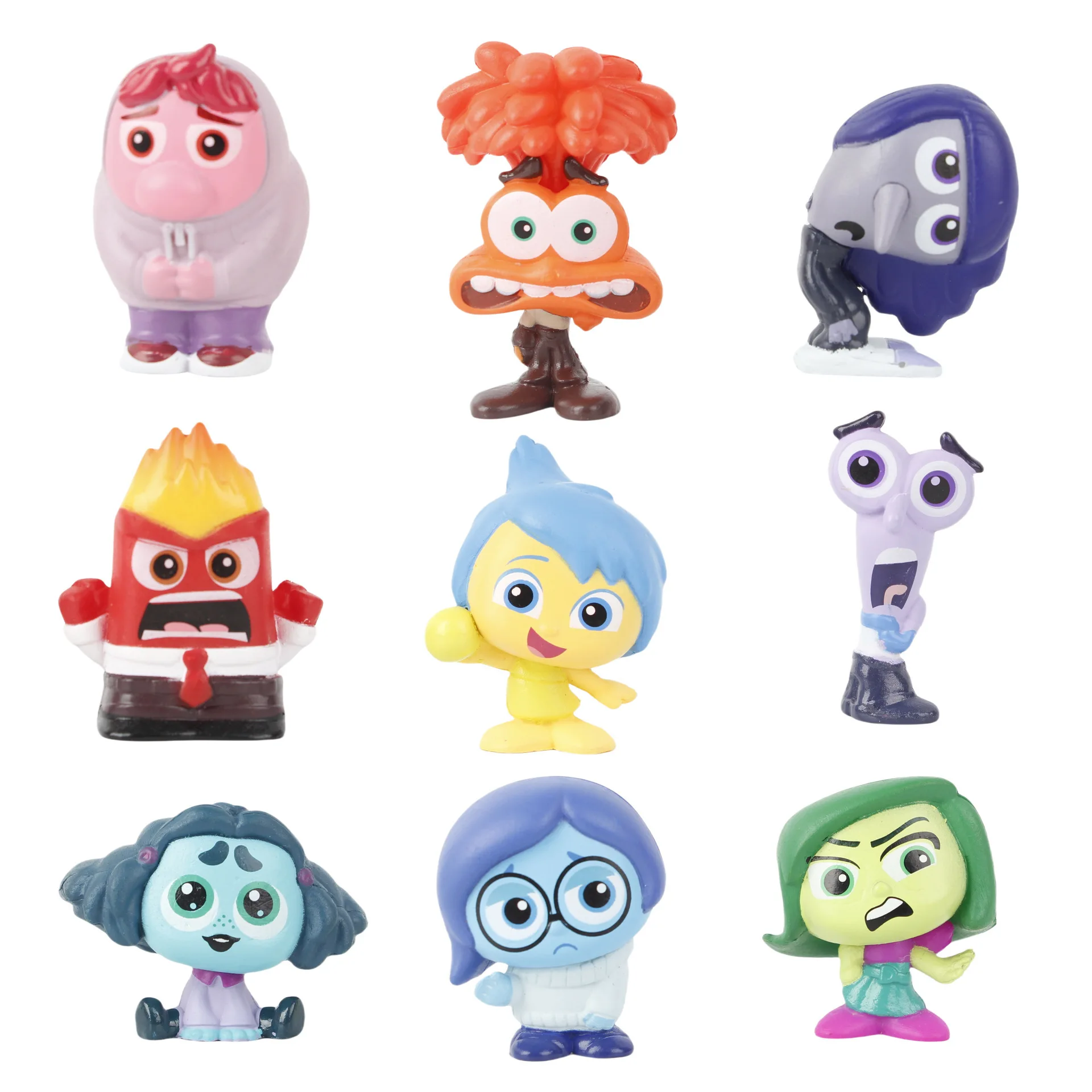 9pcs Anime Disney Inside Out 2 Cartoon Kawaii Action Figure Anxiety Fear Joy Anger Small Gift Children Collection Decor Toys