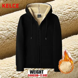 Winter Thicken Zipper Hoodies Men's Lambswool Hooded Jackets Men Women Casual Thermal Sweatshirts Streetwear Plus Size Coat