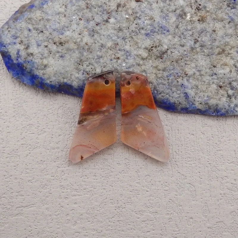 Natural Stone Warring States Red Agate Earring Beads,Fashion Jewelry DIY Gemstone Earrings Accessories For Women 25x17x3mm 5g