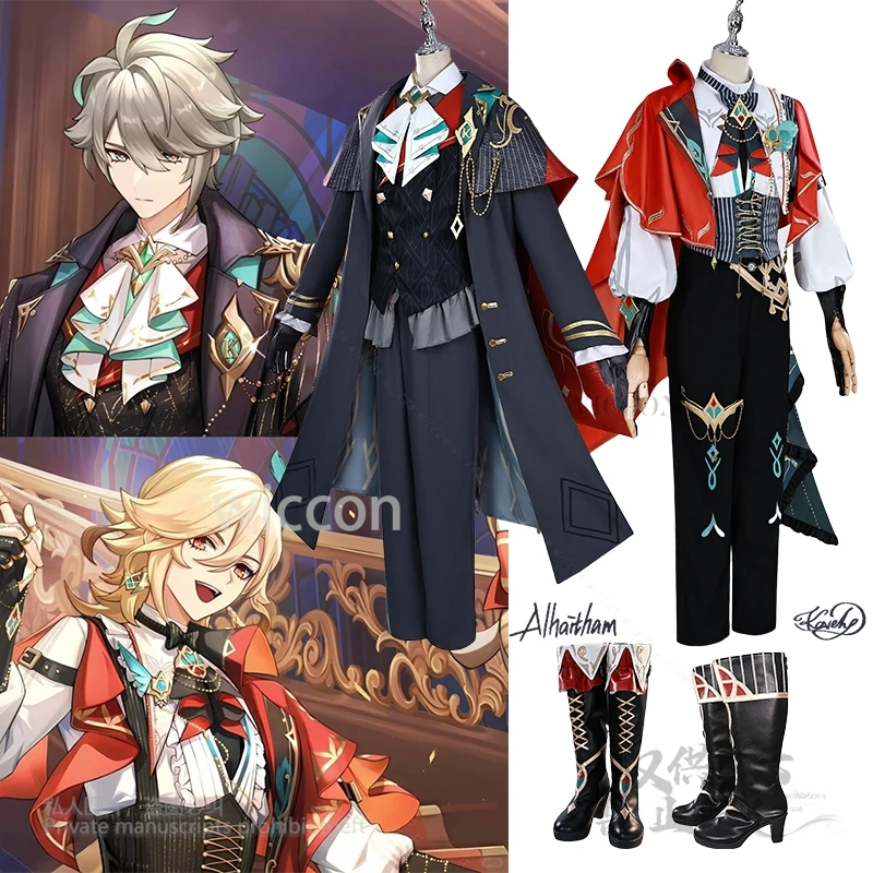 

Alhaitham Kaveh KFC Cosplay Costume Anime Genshin Impact Full Set Outfit Shoes Accessory Female Male Halloween Party Customized