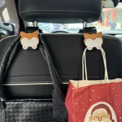 2pcs Cartoon dog knot car seat headrest hook hanger general purpose vehicle car storage bag bag purse coat car cutestuffornament