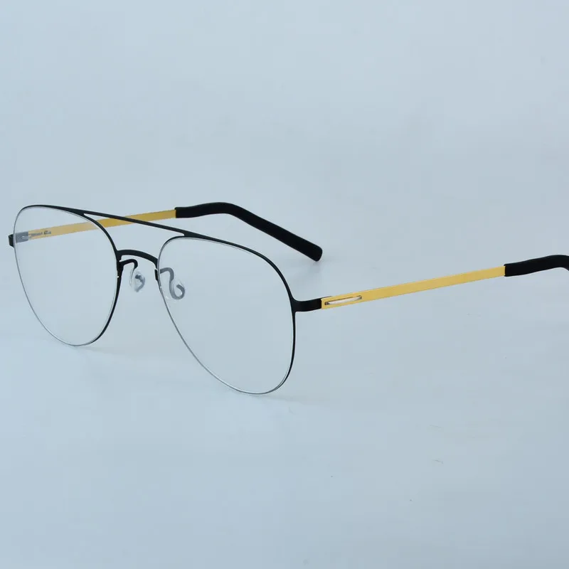 أزياء الرجال الطيار البيضاوي التيتانيوم النقي النظارات الإطار خفيفة المسمار النساء مزدوجة شعاع النظارات خفيفة الوزن مشهد Gafa