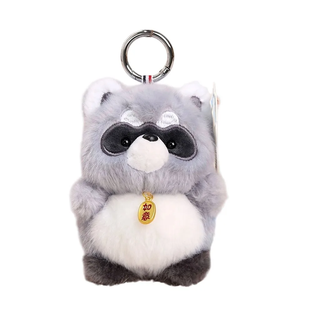 Cartoon Animal Animal Plush Doll Hairy Elephant Fox Raccoon Stuffed Animal Doll Dog Deer Multicolor Hanging Ornament Keychain