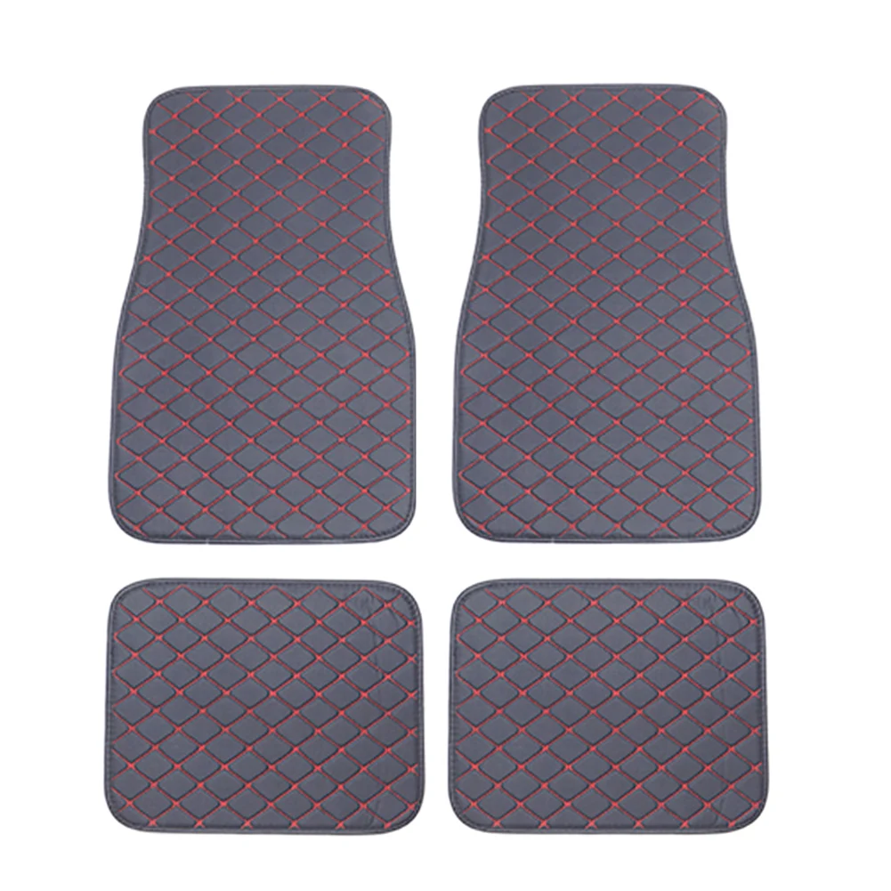 Car Floor Mats 4PCS Universal PU Leather Waterproof Auto Foot Pad Protector Carpet Front and Rear Mats Set Auto Accessories