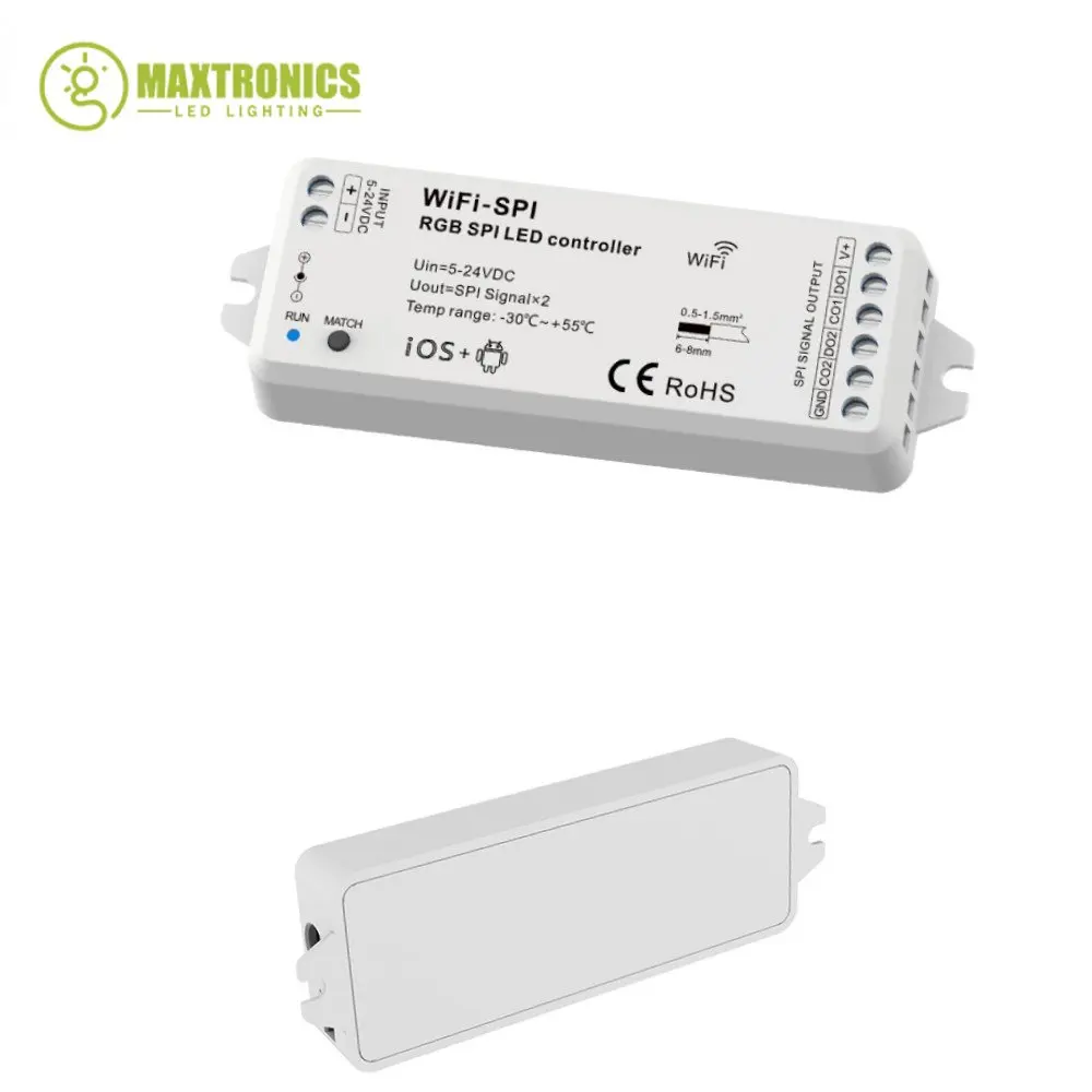 5-24VDC RF WiFI RGB SPI LED Controller IC Type Pixel Strip With APP Control ,WiFi-SPI+R9 RGB Remote For WS2812 WS2815 LED Strip