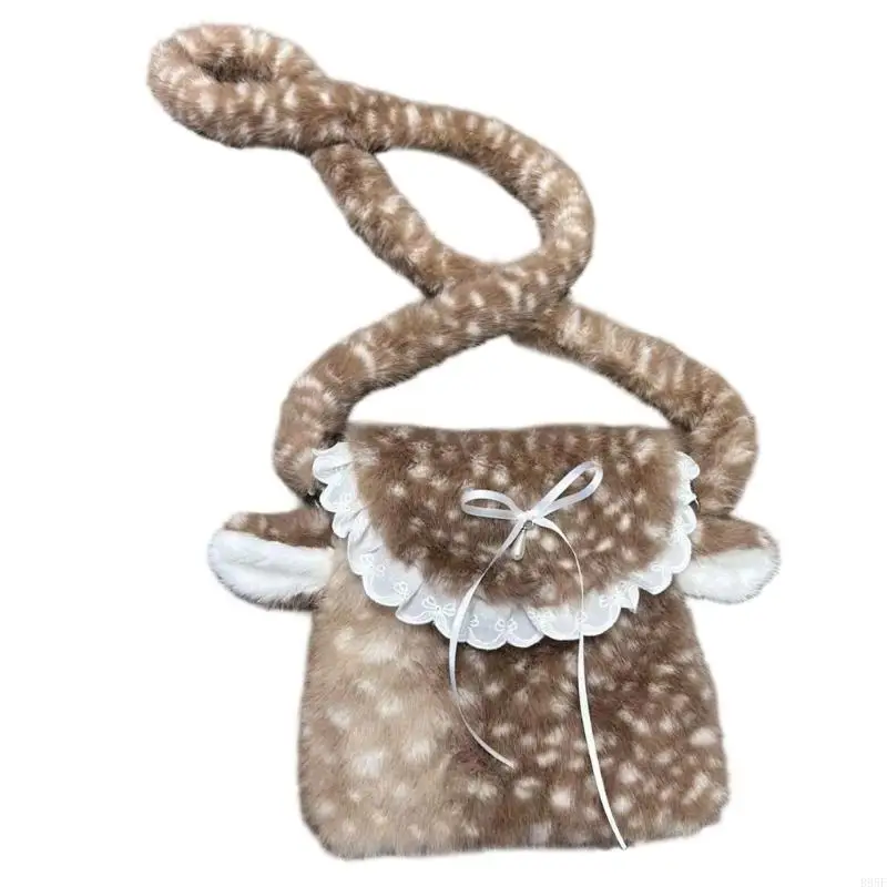 

B95F Deer Cossbody Purse with Closure Plush Doll Shoulder Bag Phone