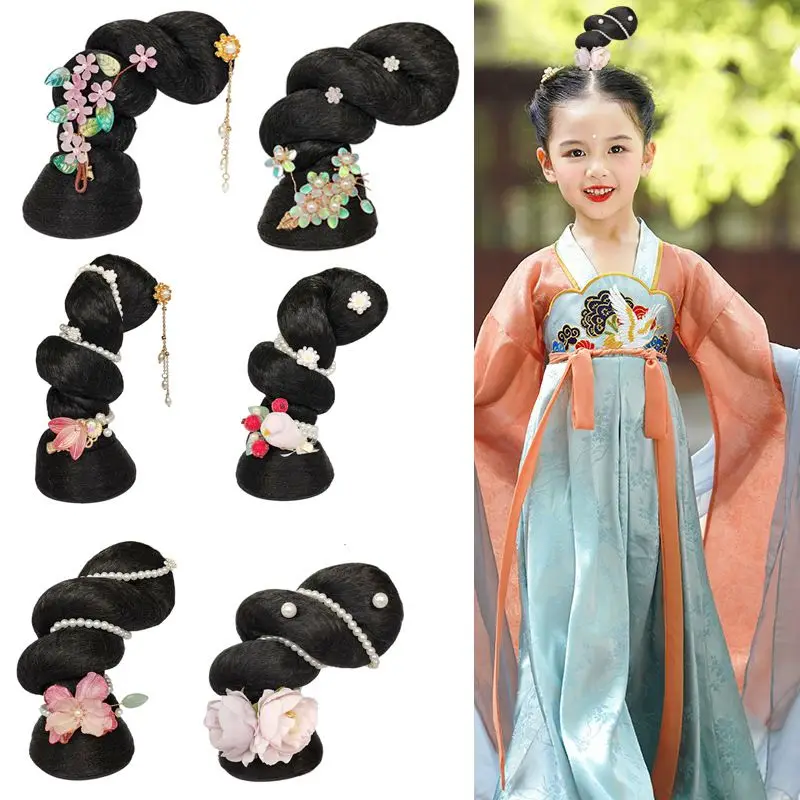 Qing Dynasty Hair Accessories For Children Girls Gege Headdress Hanfu HairPins Cosplay