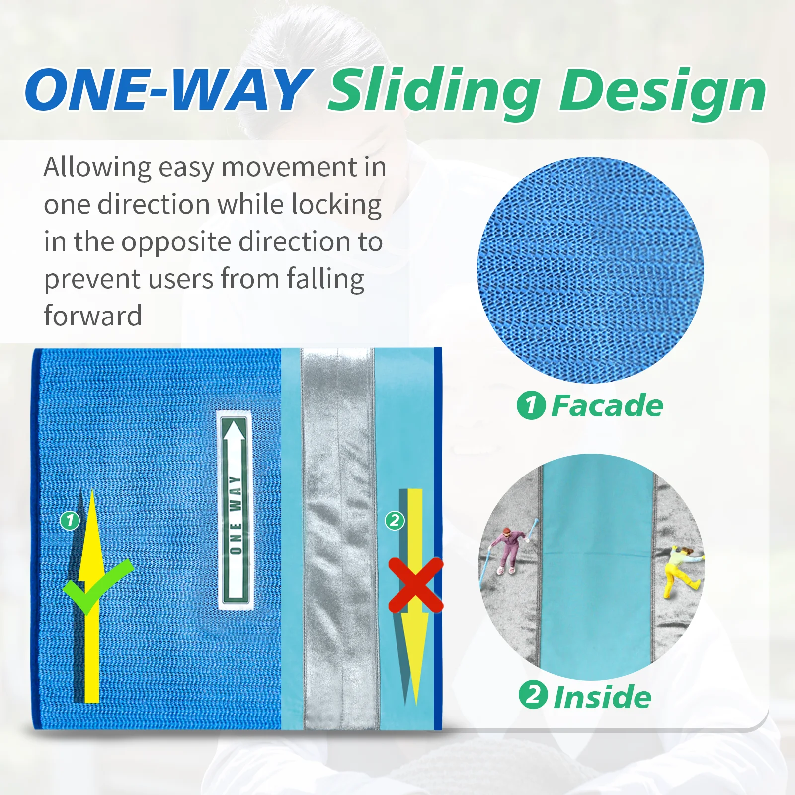 Ehucon Wheelchair Seat Cushion One Direction Glide Fall Prevention Pad for Elderly in Chair or Wheelchair Non-slip 17"×17”