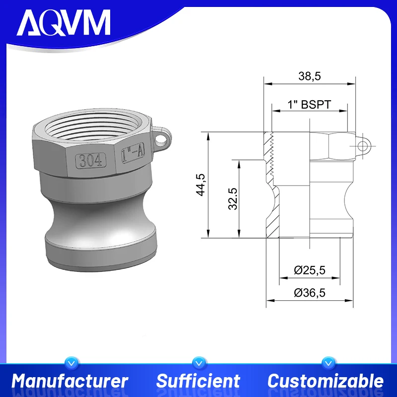 Type A Camlock Groove Coupling DN25 1 Inch 304SS High Pressure Hydraulic Pipe Fittings Acid Resistant Industrial Water Adapter