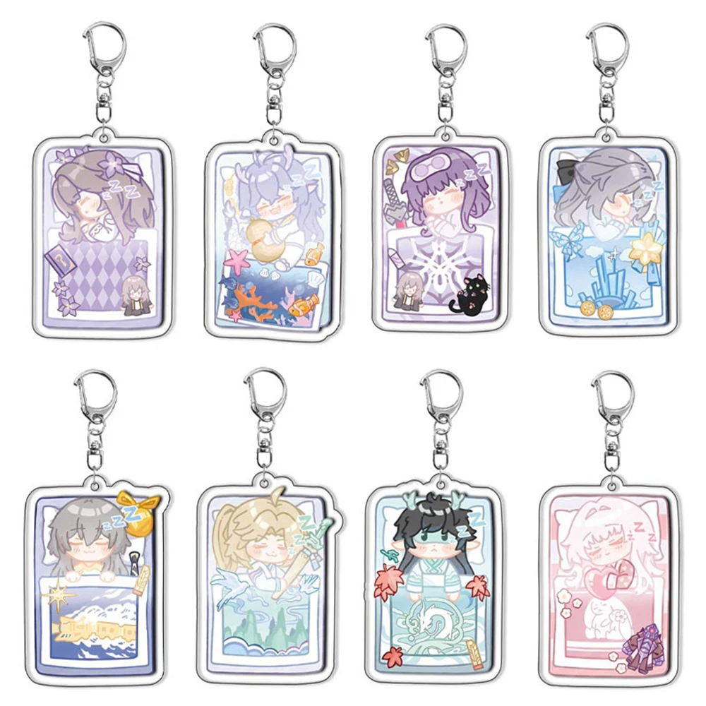 

Game Honkai Star Rail Luocha Figure Acrylic Keychain Imbibitor Lunae JingYuan Kafka Bronya Keychain Cosplay Props Fans Gifts