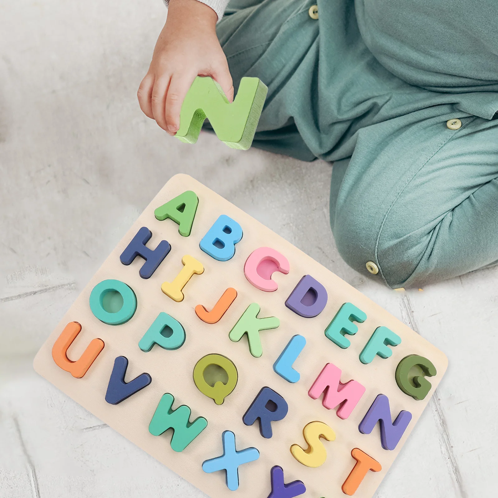 2 Sets Wooden Alphabet Puzzle Toys Kids Early Education Matching Baby Puzzles 3D Logic Toddler Learning Aids Letter Blocks