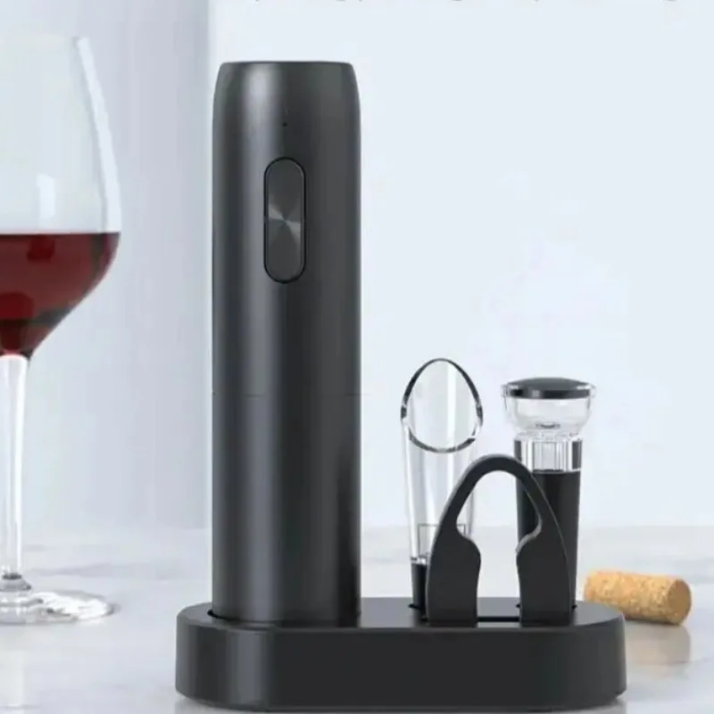 5 in 1Electric Wine Opener Set Pourer Vacuum Wine Stopper Foil Cutter Tulip Wine Aerator and Pourer Storage Base Type C Charging