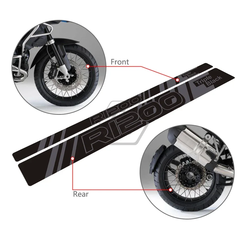 لسيارات BMW 2006-2011 R1200GS أجزاء تعديل الدراجة النارية المغامرة الثلاثي الأسود طبعة العجلات الأمامية والخلفية ملصقات عاكسة