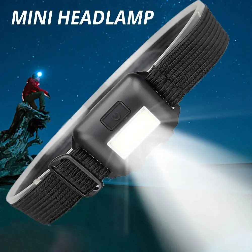 Mini COB Headlamp Small Bright Head Flashlight Outdoor Camping Fishing Head Flashlight, Portable Headlight Using AAA Batteries