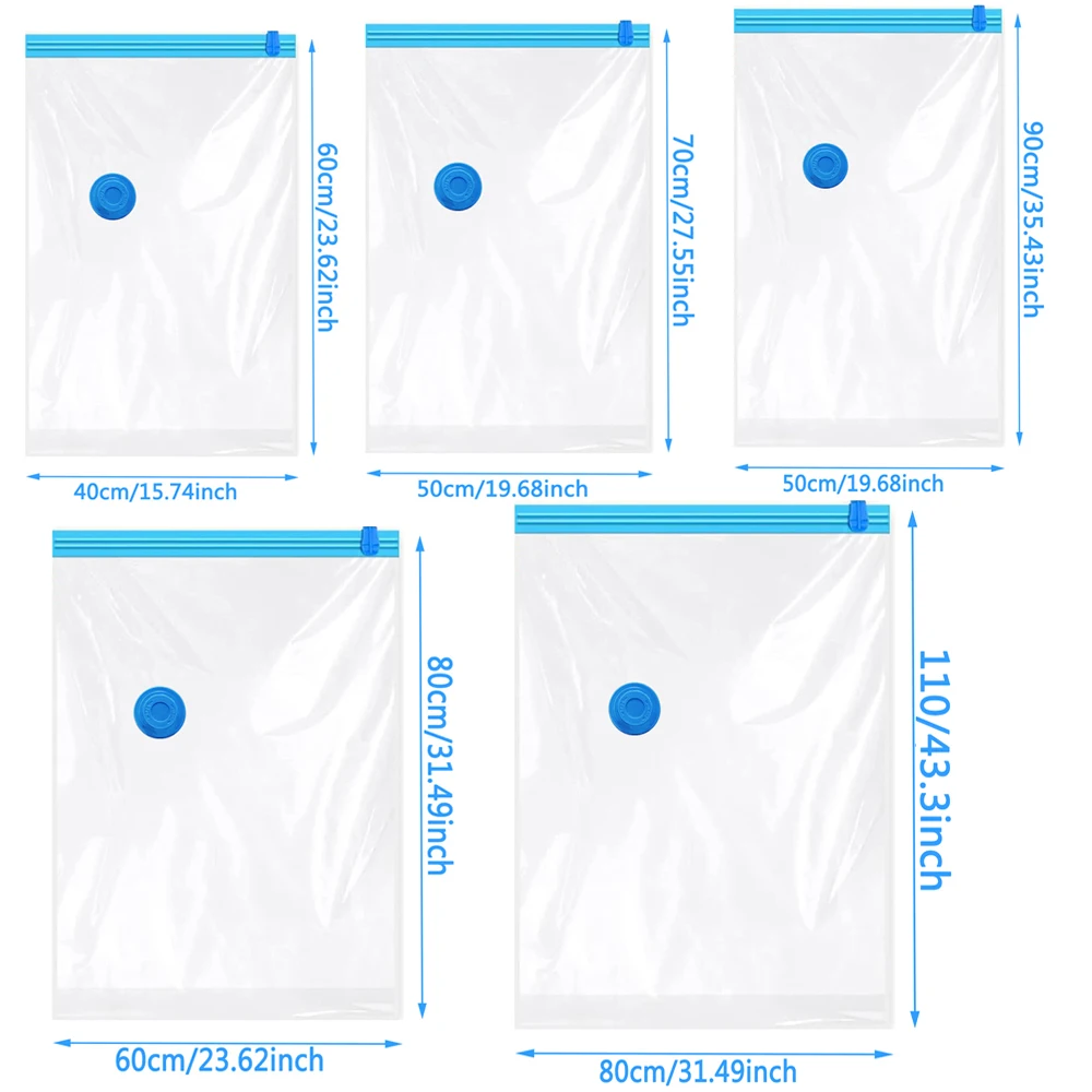 1pc Moisture Proof Vacuum Bag Clothes Storage With Valve Transparent Folding Travel Space Saving Aspirated Compression