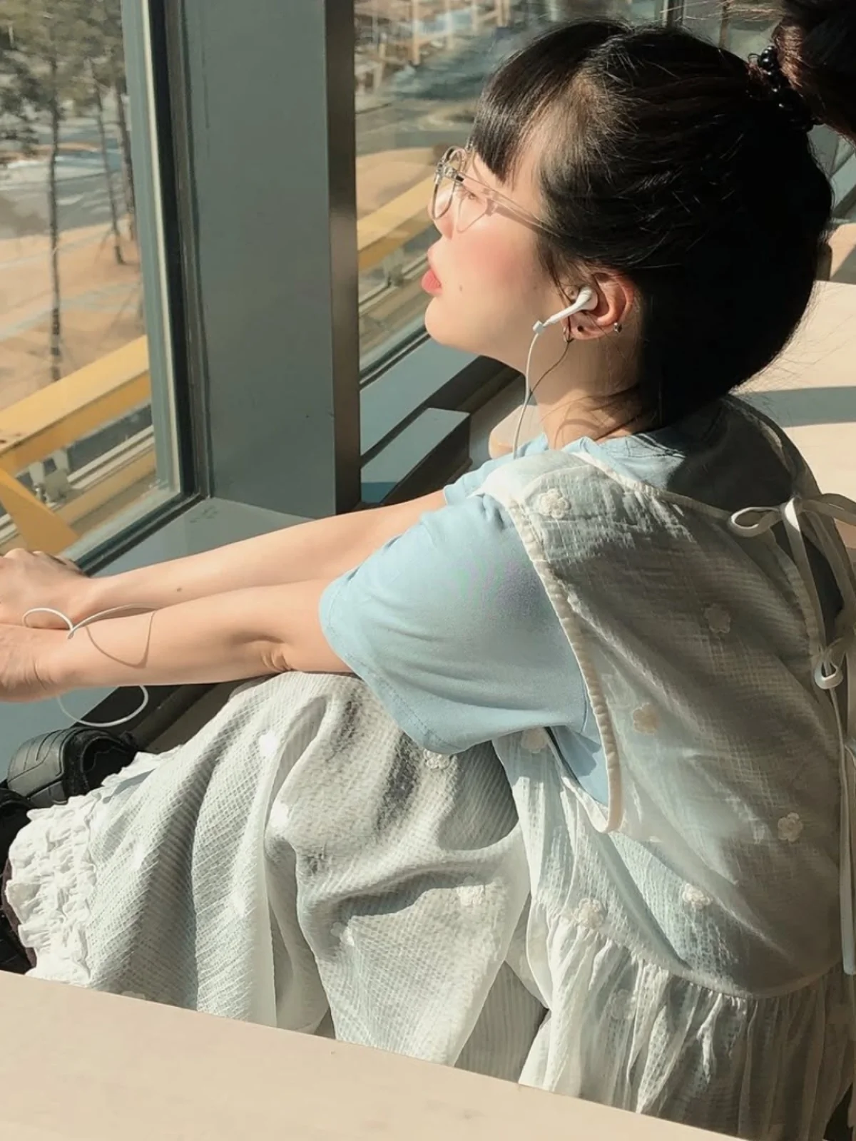 Vestido  com Estampa de Poá para Mulheres, Design em Camadas, Sem Mangas, Estilo Coreano, Cintura Solta