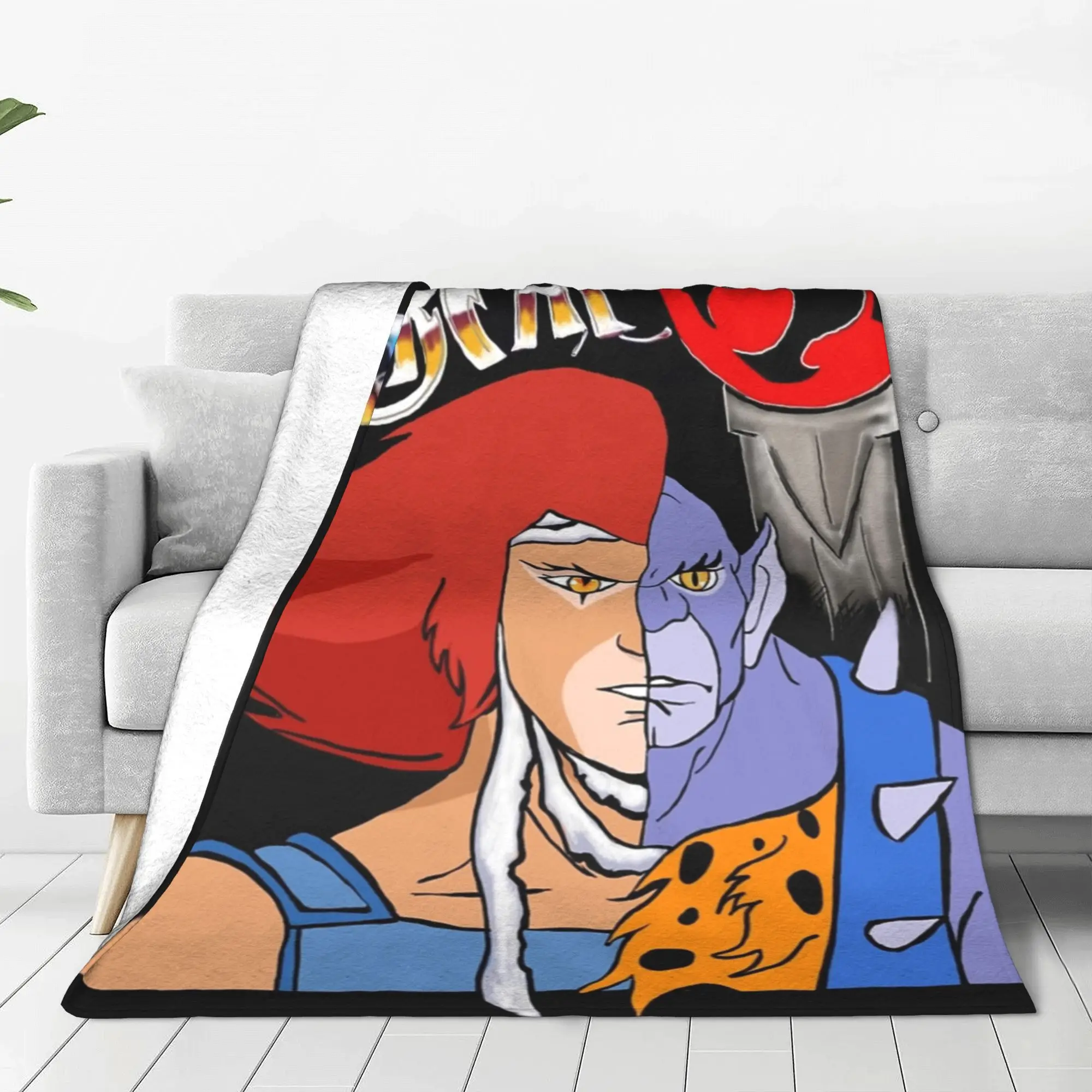 Thundercats Panthro Lion-O Fleece Throw Blanket Cartoon Anime Blankets for Sofa Travel Lightweight Thin Bed Rug