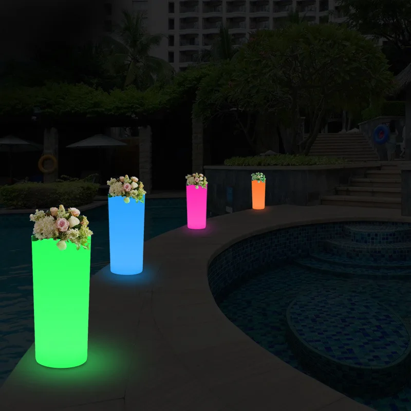 REAQ Glowing Flower Tub Wedding Decor Luminous Flowerpot Free-Standing Floor Flower Basket For Hotel Garden Villa Decoration