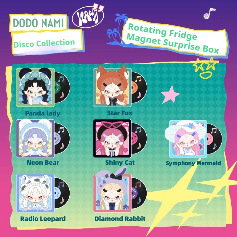

New Genuine Dodo Nami Midnight Disco Series Blind box Limited Rotating Fridge Magnet Surprise Box Girl Gift