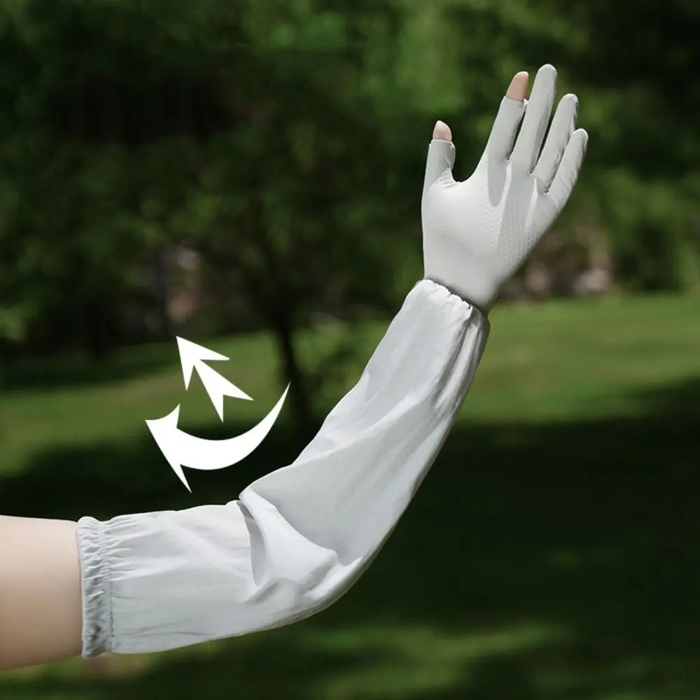 Anti-UV Ice Silk Sleeves Gloves Flip-finger Sun Protection Sunscreen Sleeve Arm Covers UV Insulation Cycling Gloves Summer