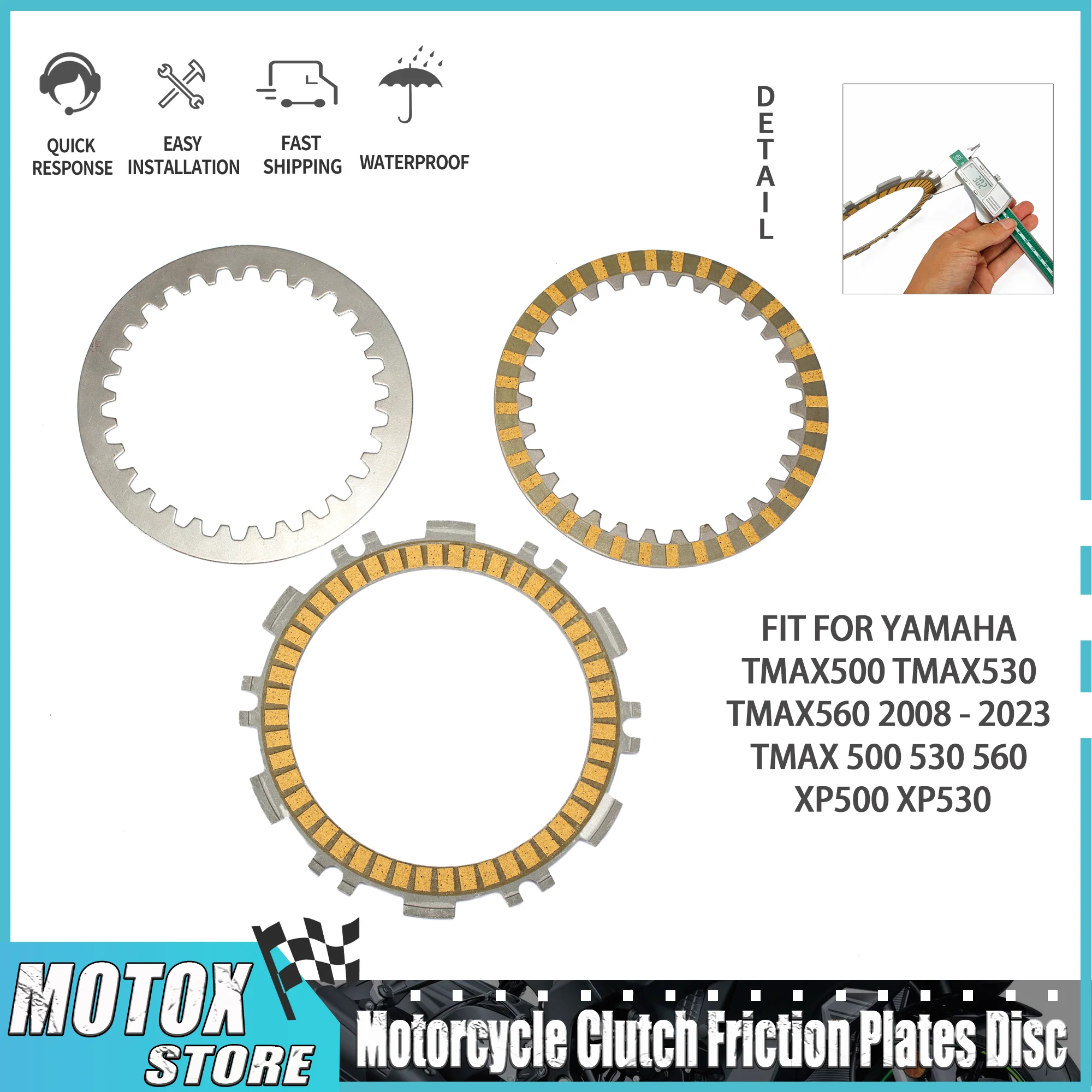 Motorcycle Clutch Friction Plates Disc Fit for YAMAHA TMAX500 TMAX530 TMAX560 2008 - 2023 TMAX 500 530 560 XP500 XP530