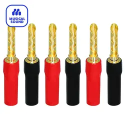 6Pcs/Lot Banana Plugs for Speaker Wire Speaker Connector Sawtooth Plug Type Insulated for Spring-Loaded Banana Jack Terminals