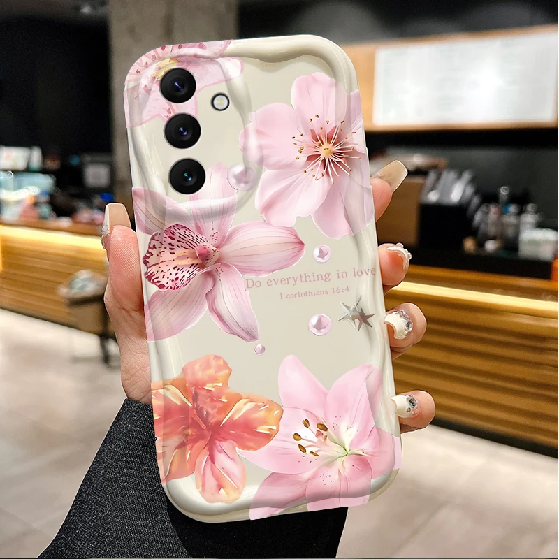 زنبق زهرة طباعة قضية الهاتف لسامسونج غالاكسي A16 A06 A55 A35 A25 A15 A05 A05S A54 A34 A24 A14 A73 A53 A33 A23 A13 A52 A32 A22