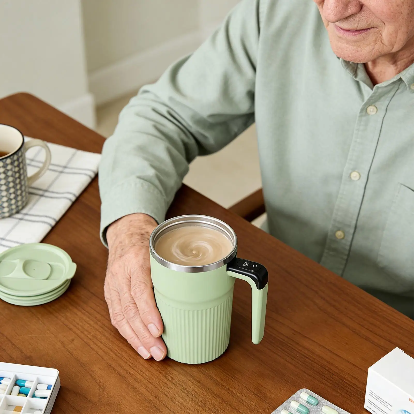 

Automatic Stirring Cup 400ml Rechargeable Mixing Cup With Temperature Display Electric Coffee Mug Portable For Home Travel