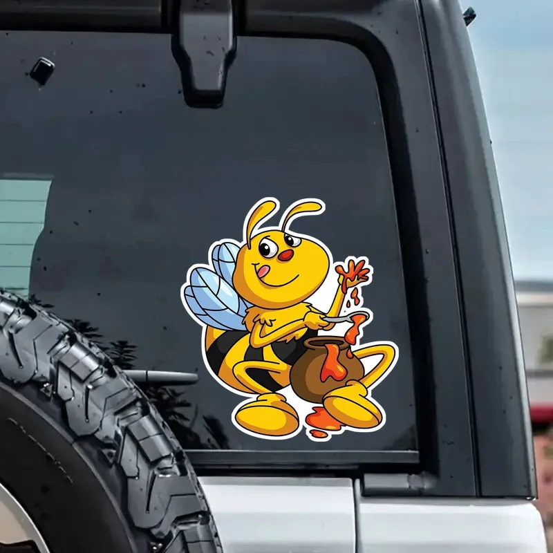 

Cute Cartoon Bee Car Sticker, Waterproof Vinyl Decal For Car Window, Motorcycle, Truck, Laptop