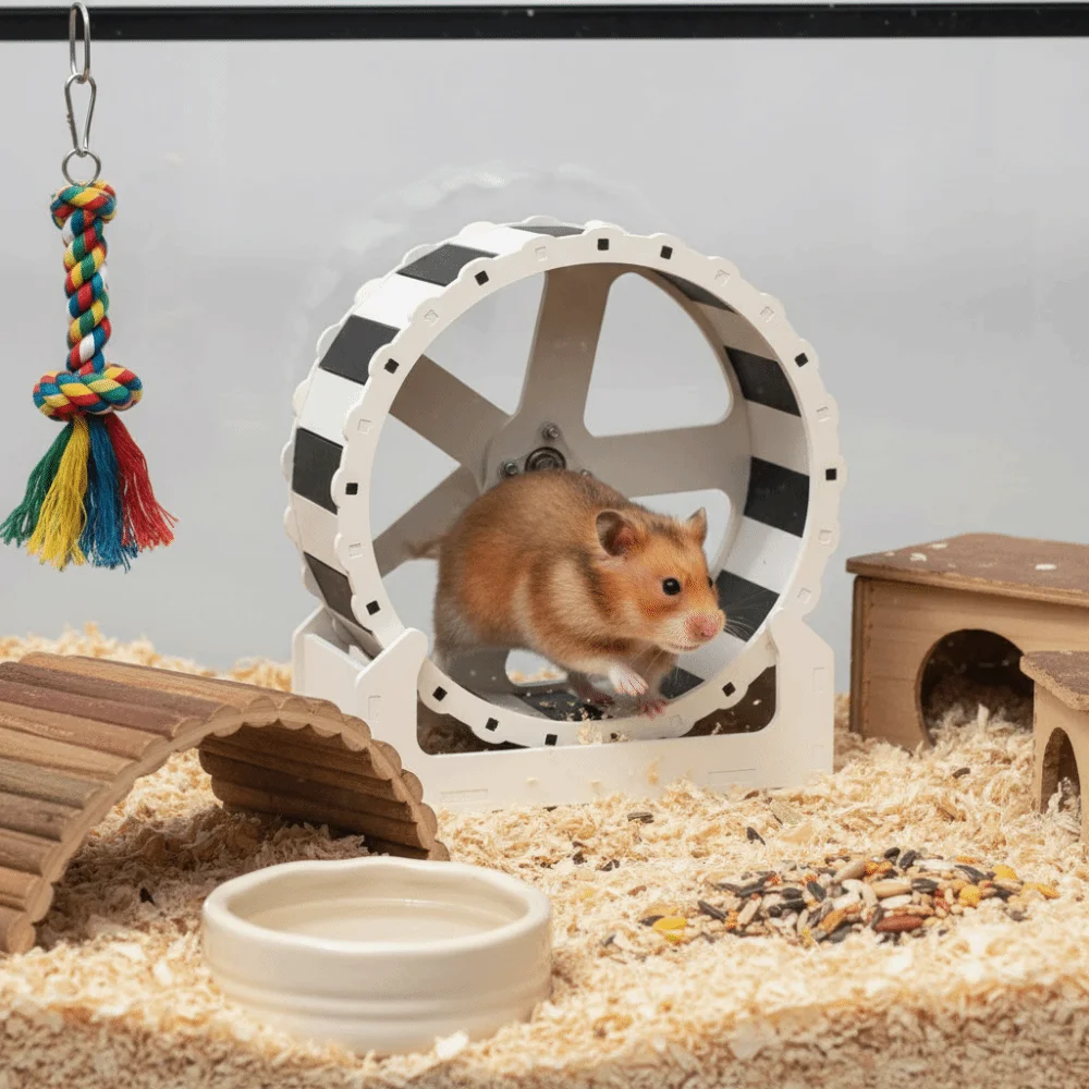 Plastic Hamster Running Wheel Stable Base Silent Rodent Running Wheel 21cm Colorful Pet Hamster Bracket for Small Animals