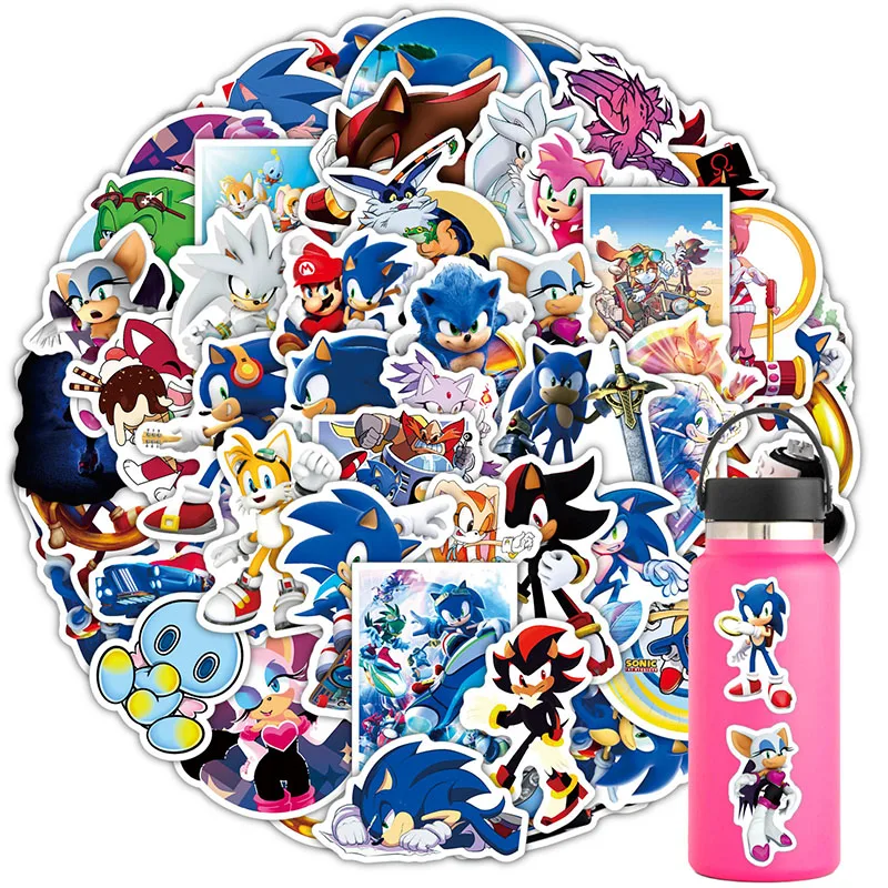 50PCS Sonic The Hedgehog DIY Stickers Phone Trunk Refrigerator Waterproof Anime Stickers Anime Figure Image Toys Sticker Gift