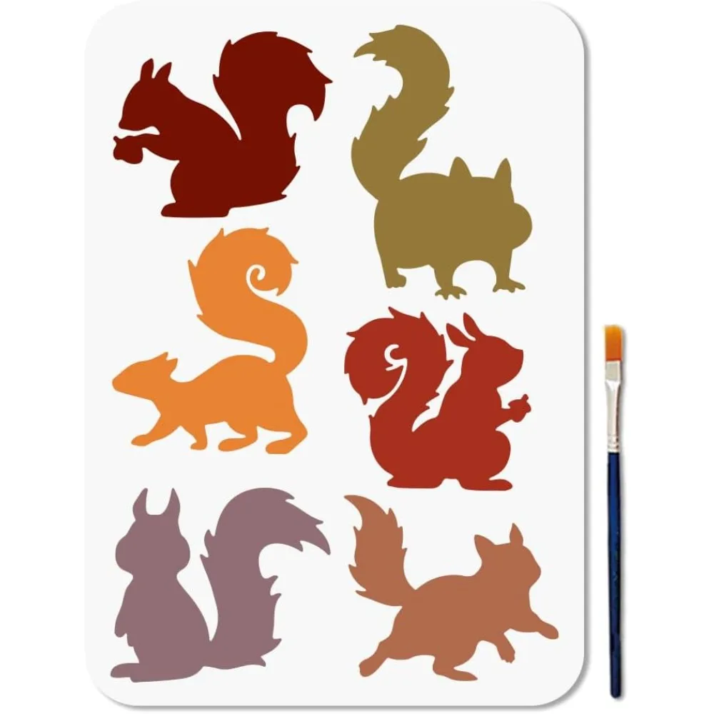 

Squirrel Stencil for Painting 8.3x11.7 inch Multiple Squirrels Pattern Template Reusable Animal Theme Template for DIY Scrapbook