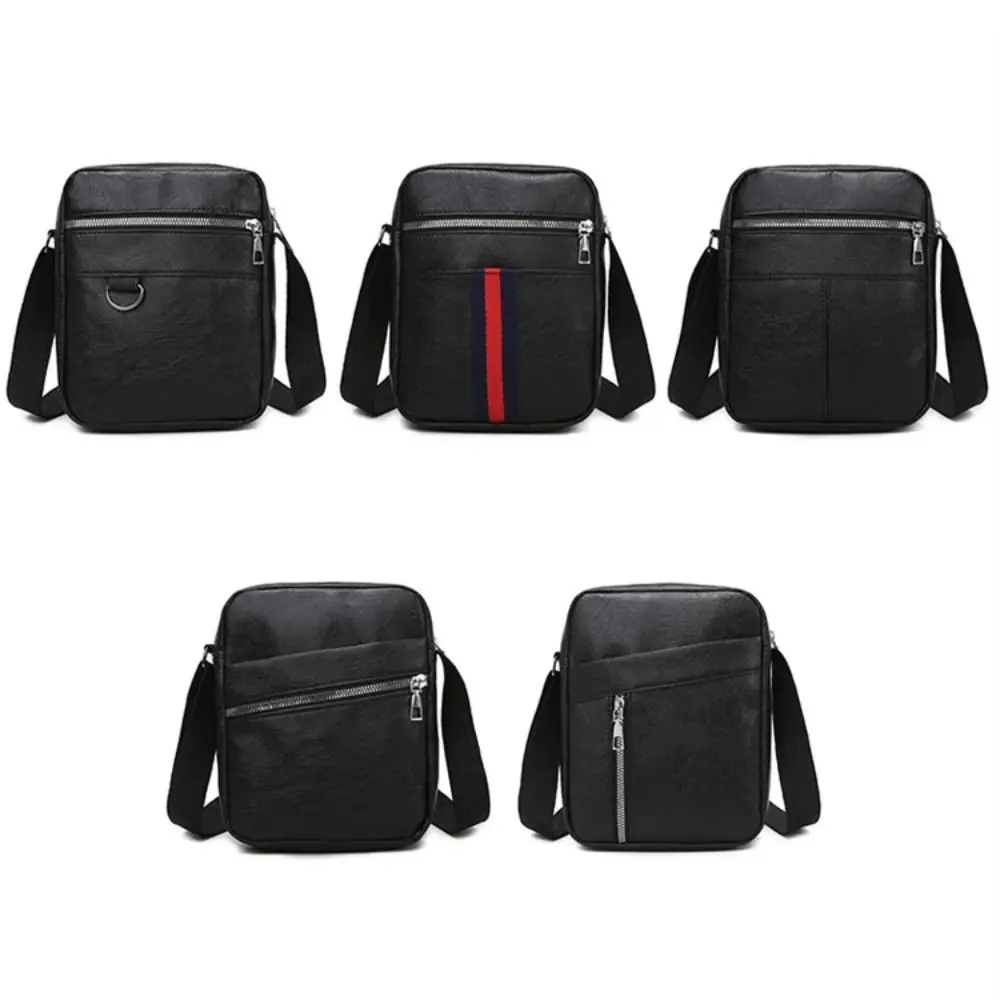 

Multifunctional PU Leather Men Messenger Bags Waterproof Black Crossbody Bag Large Capacity Men's Sling Bag Outdoor