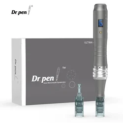 Original sem fio dr pen ultima m8 profissional microneedling caneta com 2 pçs cartuchos de agulha de tatuagem derma caneta máquina de beleza