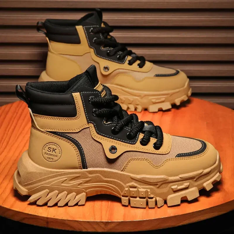 

Mens Boots Leather Shoes Platform Boots for Men Outdoor Sneakers Motorcycle Ankle Boots Male Work Boot Casual Hiking Shoes