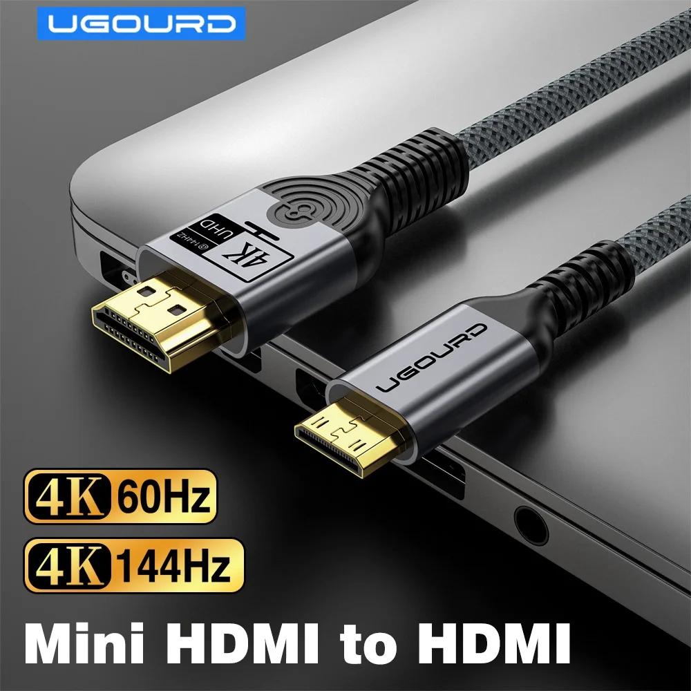 Image of UGOURD 4K 144Hz HDMI-zu-Mini-HDMI-Kabel, bidirektionales Micro/Mini-HDMI-zu-HDMI-Kabel, 4K@60Hz für Raspberry Pi Kamera DV 2K165Hz